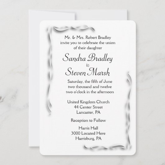 Accent blanc Faire-part de mariage 5 po x 7 po (Devant)