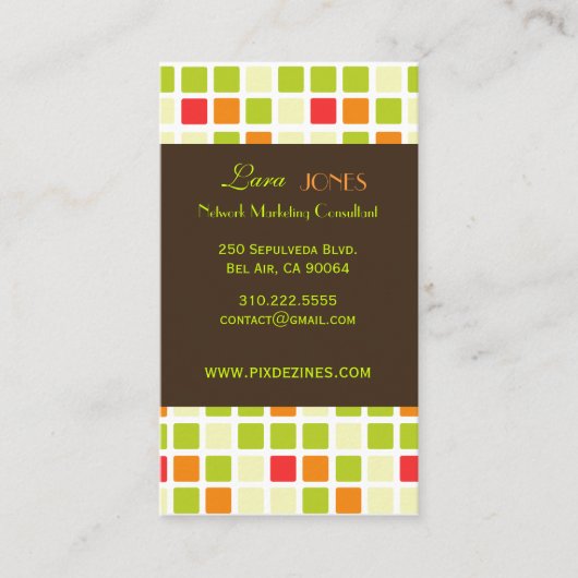 Accent chocolat noir Carte de visite rétro Carré (Devant)