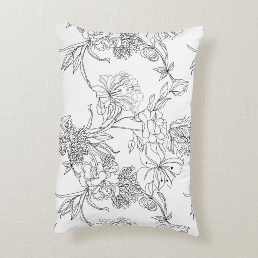 Accent Coussin - Flore noire et blanche Impression (Dos(Vertical))
