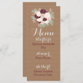 Accent foncé de vin de menu floral chic de (Devant / Derrière)