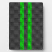 Accent groene koolstofvezel stijl racing strepen fotoplaat (voorkant)