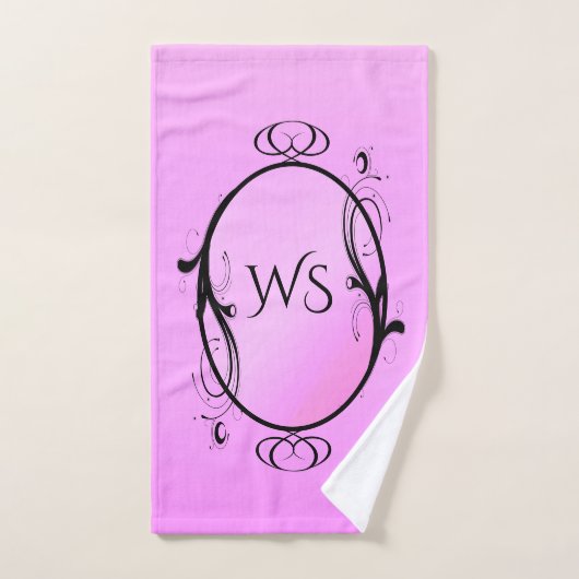 Accent noir sur monogramme rose (Serviette à main)