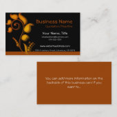 Accent orange brûlé sur les cartes de visite noirs (Devant / Derrière)