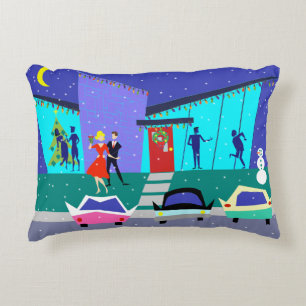 Accent Pillow Cartoon Retro Holiday Kussen