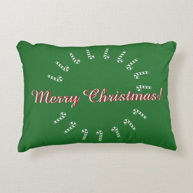 Accent Pillow - Green Candycanes Decoratief Kussen (Voorkant)