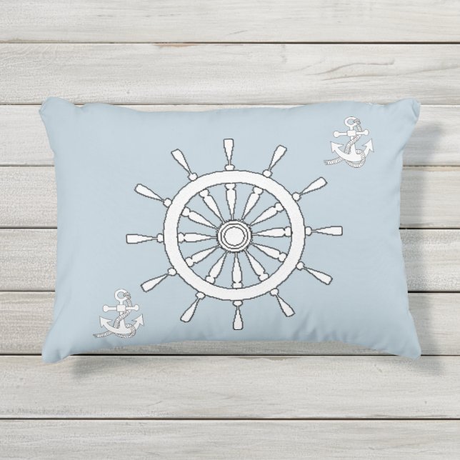 Accent Pillow - Helm en ankers Buitenkussen (Voorkant)