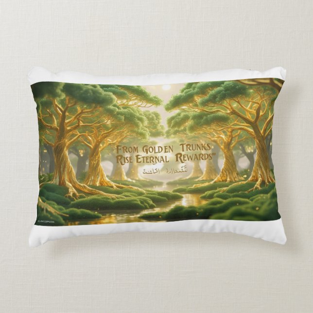 Accent Pillow-Islamic Paradise Tree Accent Pillow Accent Kussen (Voorkant)