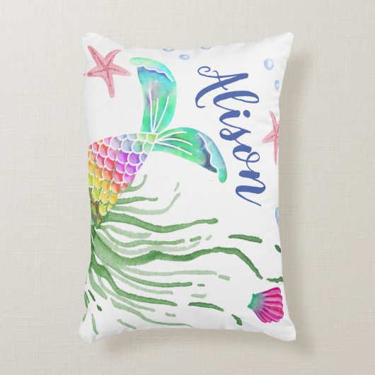 Accent Pillow Mermaid Custom Name Accent Kussen (Voorkant(Verticaal))