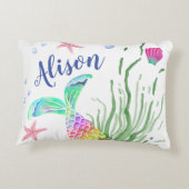 Accent Pillow Mermaid Custom Name Accent Kussen (Achterkant)
