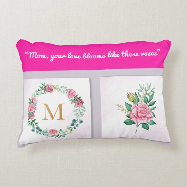 Accent Pillow-Mom Monogram Accent Pillow Kussen (Voorkant)