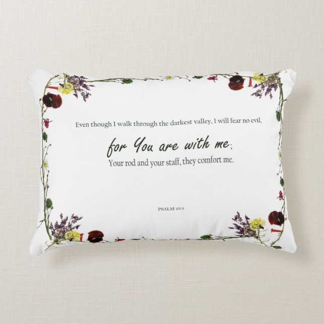 Accent Pillow Psalm van David verses 23:4 Kussen (Voorkant)