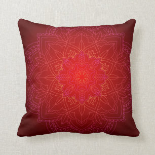 Accent Pillow, Red & Yellow Ggloing Mandala Kussen