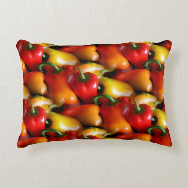 Accent Pillow, rode en gele pappers Accent Kussen (Voorkant)