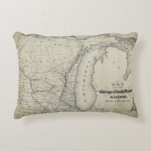 Accent Pillow van de spoorkaart voor Chicago en No