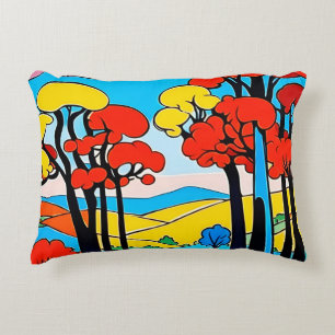 Accentkussen kleurrijke originele design landschap accent kussen