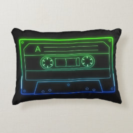 Accentkussen met neon groen blauw Cassettebandje Accent Kussen