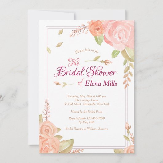 Accents floraux Invitation de douche nuptiale (Devant)