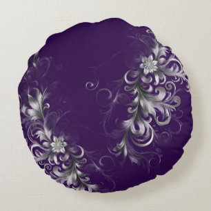 Accents Violet et Argent Envoûtants Coussin Rond