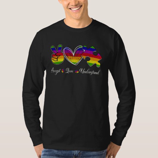 Accept Love Understand Peace Heart Puzzle Autism A T-shirt (Voorkant)