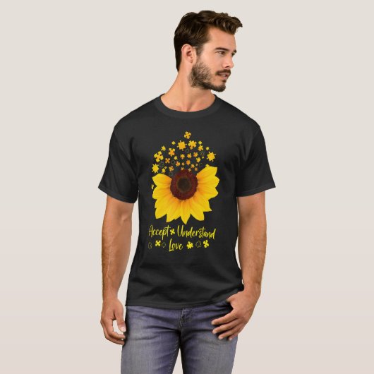 Accept Understand Love Sunflower Shirt Autism Awar (Voorkant volledig)