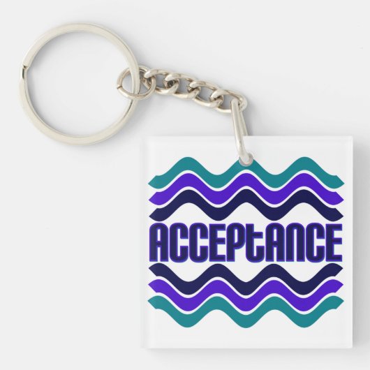 Acceptatie Citaat in Blauwe Groene Paarse Grafisch Sleutelhanger (voorkant)