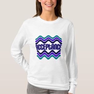 Acceptatie Citaat in Blauwe Groene Paarse Grafisch T-shirt