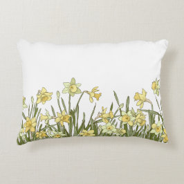 Acceptatie Pillow met geel daffodil floreel patroo Accent Kussen