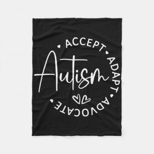Accepteer Adapt Advocate Autism Awareness Be Kind Fleece Deken