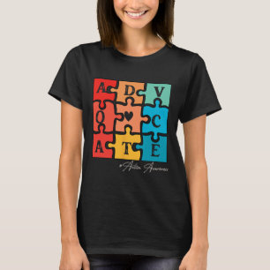 Accepteer Adapt Advocate Puzzel Stuk Retro Autisme T-shirt
