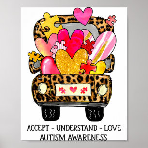 Accepteer Begrijp Liefde Autisme Bewustzijn Onders Poster