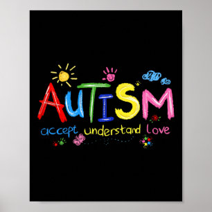 Accepteer Begrijp Liefde Autisme Bewustzijn Steun Poster