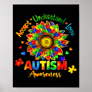 Accepteer begrijp liefde autisme bewustzijn zonneb poster