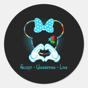 Accepteer de kennis van liefdesautisme - Muis Au Ronde Sticker
