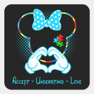 Accepteer de kennis van liefdesautisme - Muis Au Vierkante Sticker