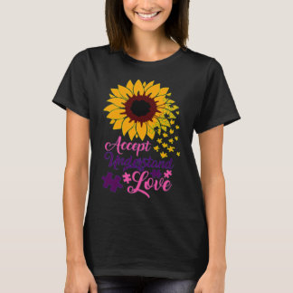 Accepteer het begrip 'Love Autism Support Sunflowe T-shirt