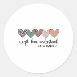 Accepteer Liefde als begrip voor autisme Ronde Sticker