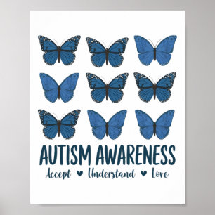 Accepteer Liefde Autisme Bewustzijn Vlinder Poster