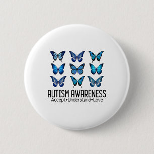 Accepteer Liefde Autisme Bewustzijn Vlinder Ronde Button 5,7 Cm