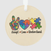 Accepteer Liefde - Begrijp Autisme Bewustzijn Hart Ornament (achterkant)