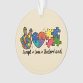 Accepteer Liefde - Begrijp Autisme Bewustzijn Hart Ornament (voorkant)