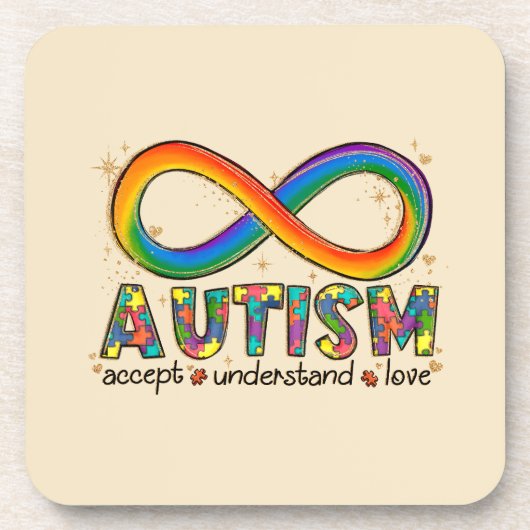 Accepteer Liefde - Begrijp Infinity Autisme Bewust Bier Onderzetter (Voorkant)