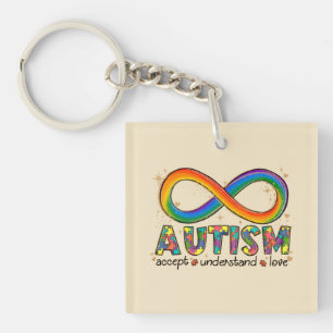 Accepteer Liefde - Begrijp Infinity Autisme Bewust Sleutelhanger