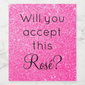 Accepteert u deze Rosé Hot Pink Glitter Sparkle Wijn Etiket (Enkel label)