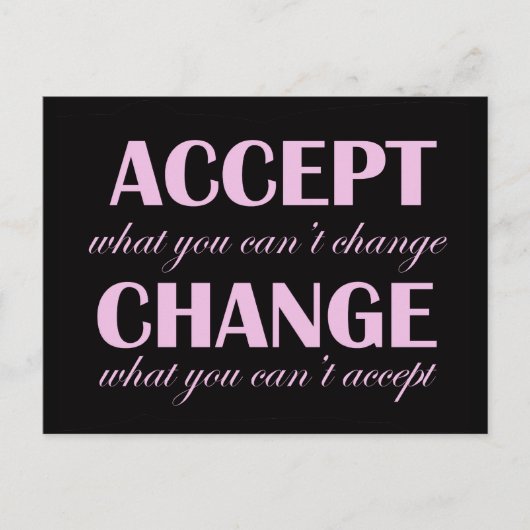 Accepter contre le changement - carte postale moti (Devant)