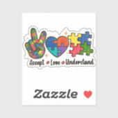 Accepteren, Liefde, Autisme-bewustzijn begrijpen Sticker (Vel)