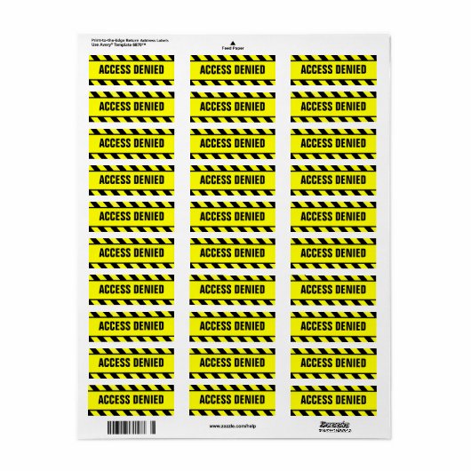 ACCÈS étiquette REFUSÉ (Feuille entière)
