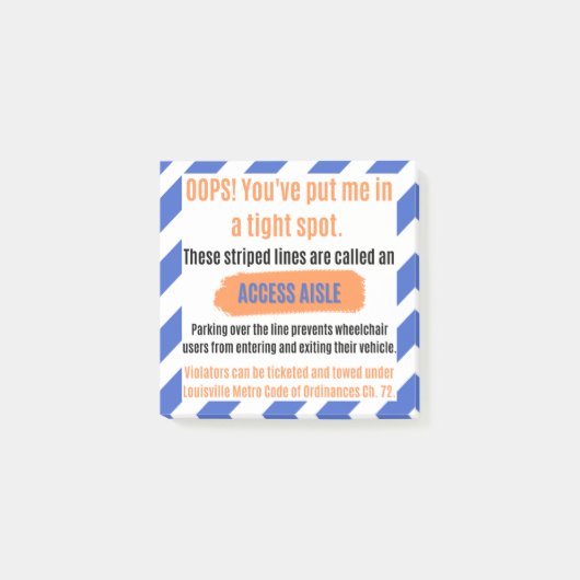 Access Aisle Sticker for Louisville, Kentucky Post-it® Notes (Voorkant)