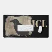 Accessoire de bureau corbeau avec initiale beige (Clavier et souris)