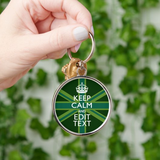 Accessoire Groene Keep Calm en Jouw tekst Union Ja Sleutelhanger (Hand)