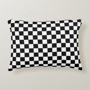 Accessoire piloot voor zwarte en witte cheques decoratief kussen